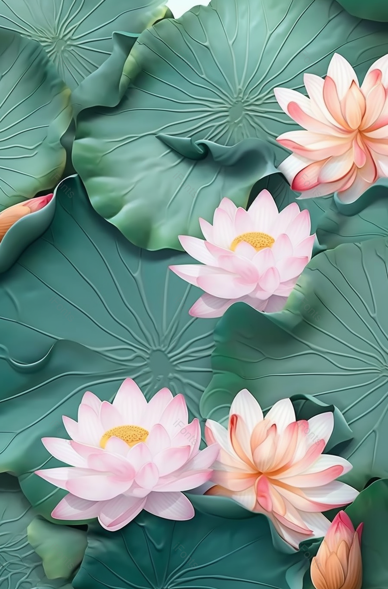 荷花绽放在池塘插画背景水彩画,插画/手绘图,插画/手绘图库,插画/手绘图下载,插画/手绘